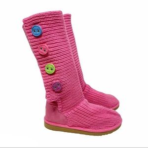 UGG Classic Cardy Knit Boot Pink Size 7 Button up